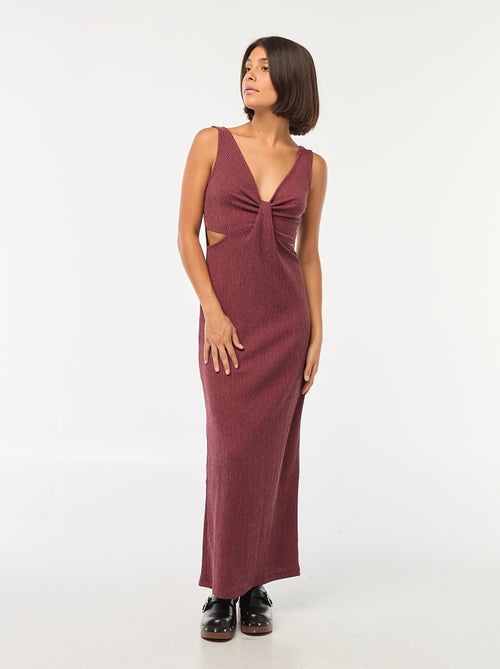 Robe midi en matière gaufrée ajourée sur les côtés - Kiabi