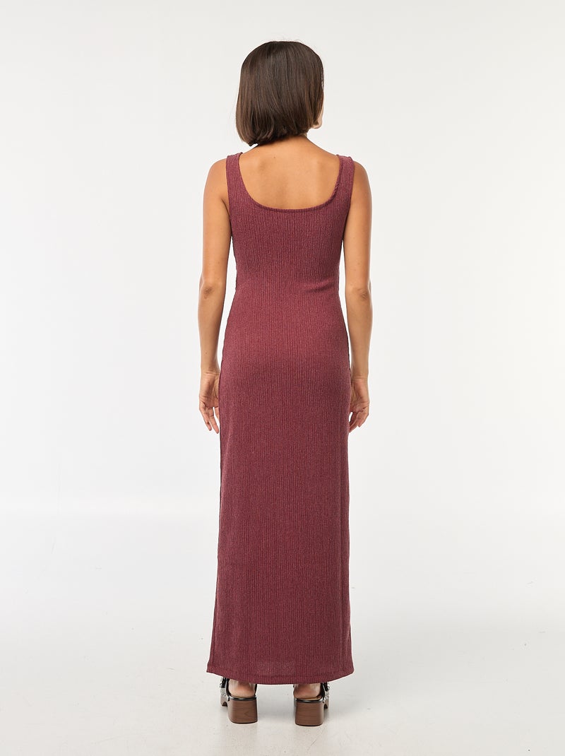 Robe midi en matière gaufrée ajourée sur les côtés Rouge - Kiabi