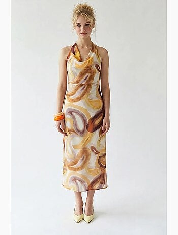 Robe midi en mousseline à motif abstrait mixray