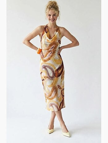 Robe midi en mousseline à motif abstrait mixray