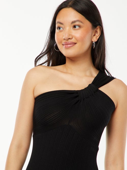 Robe midi en tricot avec bretelle asymétrique - Kiabi