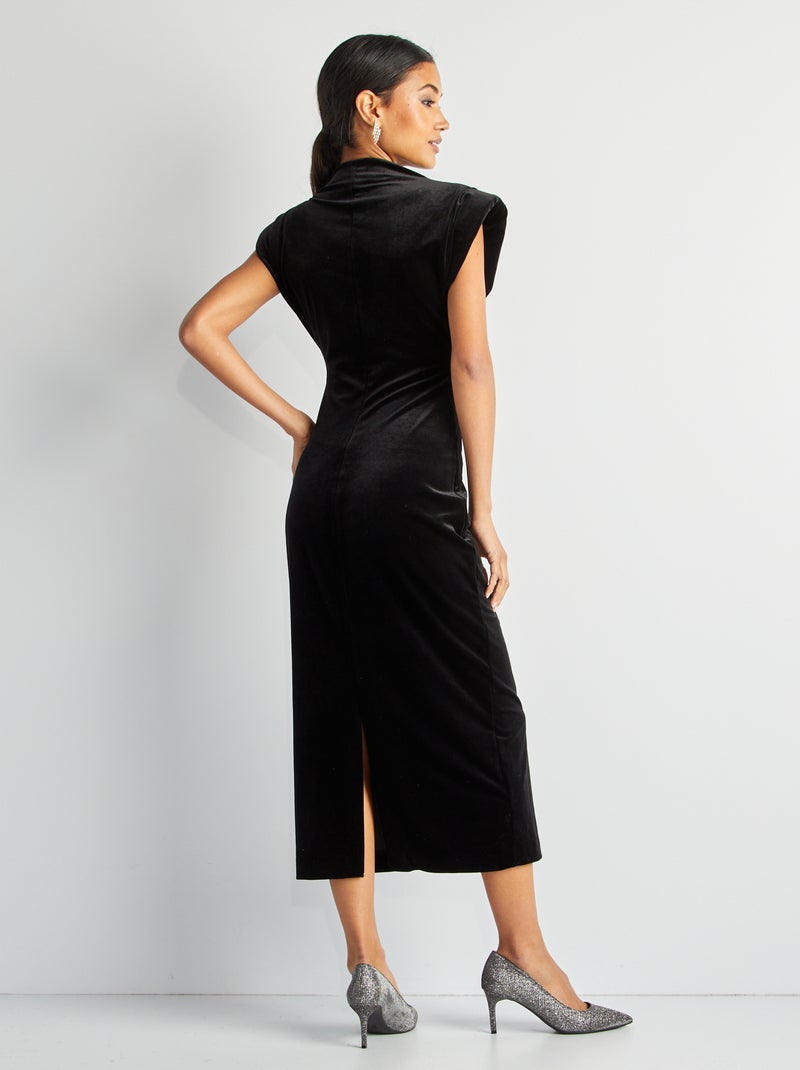 Robe midi en velours noir - Kiabi