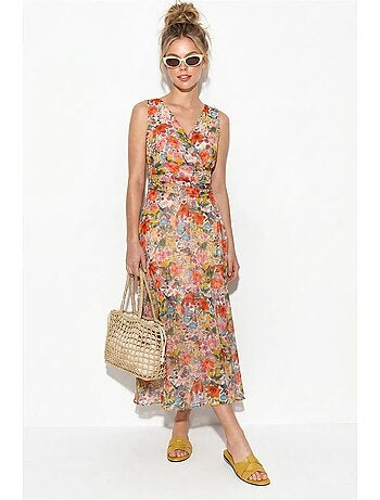 Robe midi évasée à motif floral lucci