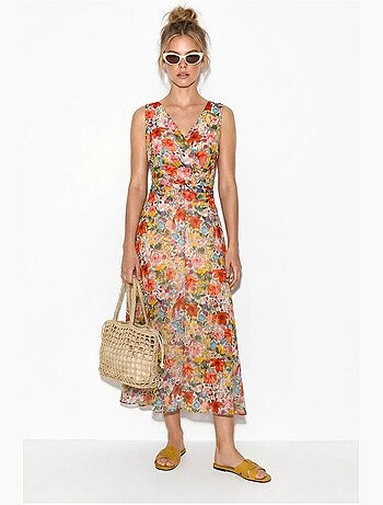 Robe midi évasée à motif floral lucci