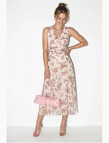 Robe midi évasée à motif floral lucci