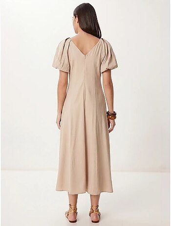 Robe midi femme ligne a avec col en v istanbul