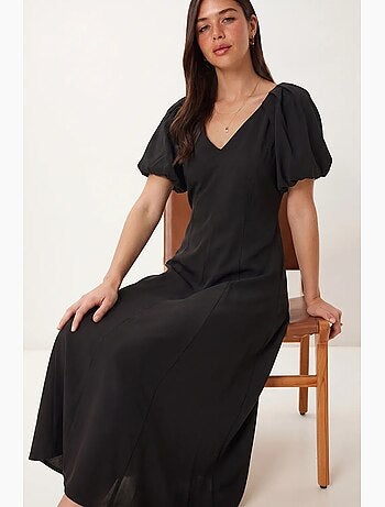 Robe midi femme ligne a avec col en v istanbul
