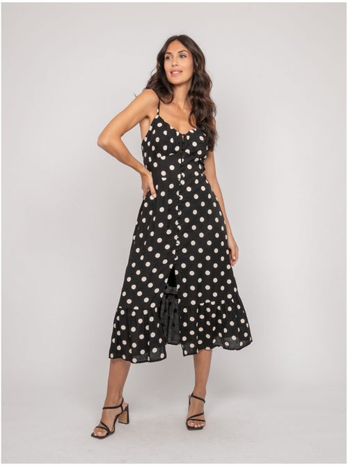 Robe midi fines bretelles motif pois ilomia - Kiabi Robe midi fines bretelles motif pois ilomia - Kiabi