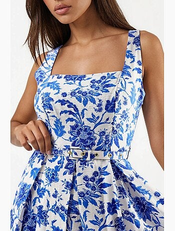 Robe midi fleurie à col carré busem