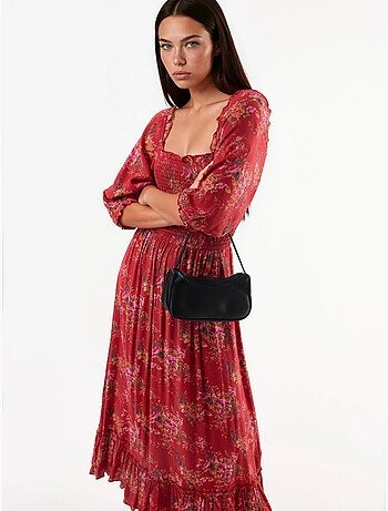 Robe midi fleurie à col carré busem