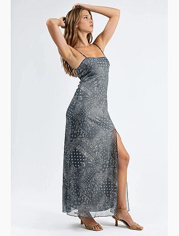 Robe midi imprimée à col carré hiccup