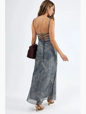 Robe midi imprimée à col carré hiccup