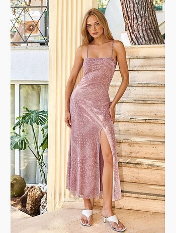 Robe midi imprimée à col carré hiccup