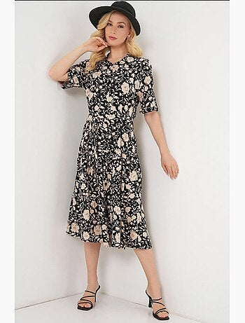 Robe midi imprimée avec coupe a et col chemise bdart