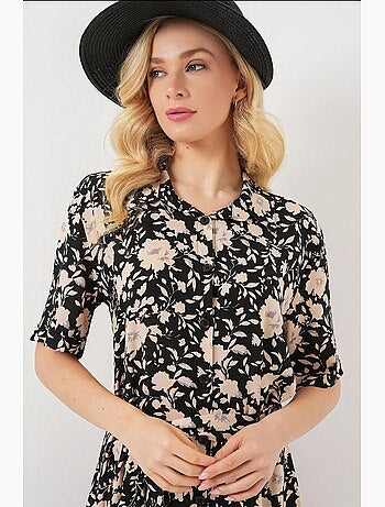 Robe midi imprimée avec coupe a et col chemise bdart