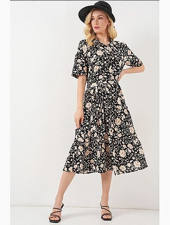 Robe midi imprimée avec coupe a et col chemise bdart