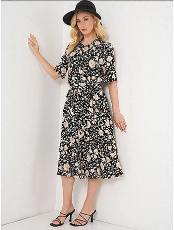 Robe midi imprimée avec coupe a et col chemise bdart