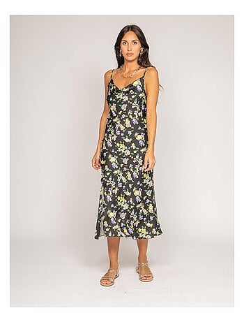 Robe midi motifs satin inzou