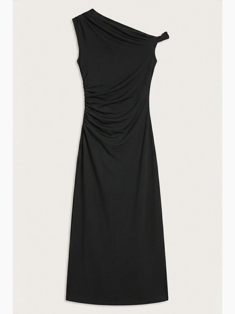 Robe midi moulante à col asymétrique hiccup Noir - Kiabi