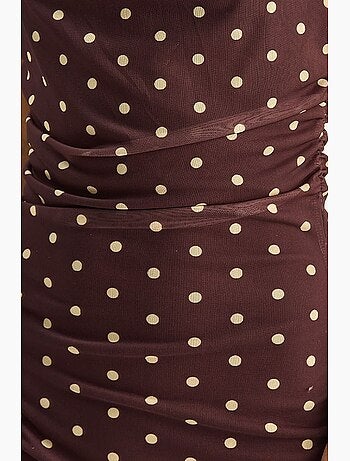 Robe midi moulante à pois avec col drapé lucci