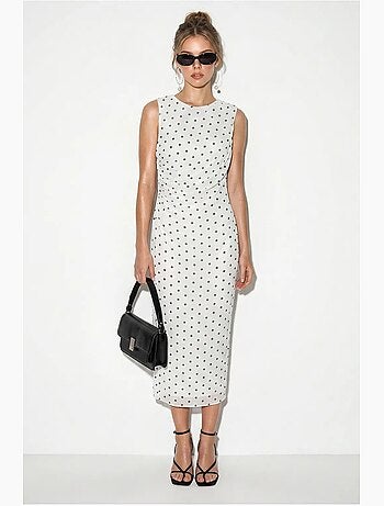 Robe midi moulante à pois lucci