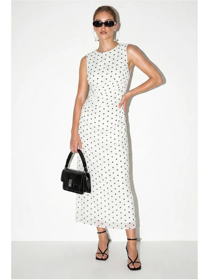 Robe midi moulante à pois lucci Blanc Noir - Kiabi