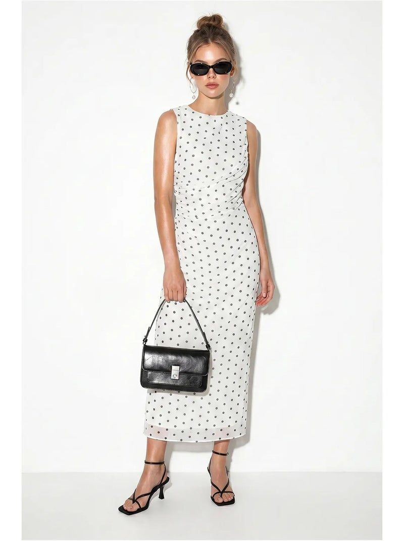 Robe midi moulante à pois lucci Blanc Noir - Kiabi