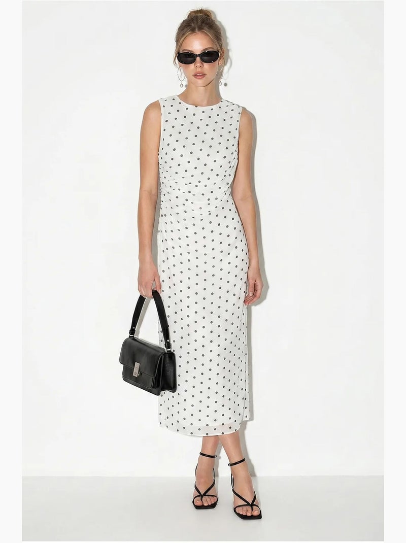 Robe midi moulante à pois lucci Blanc Noir - Kiabi