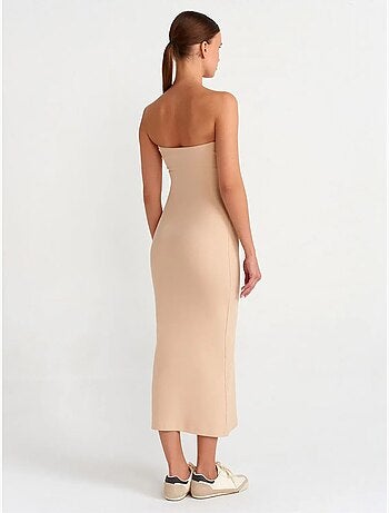 Robe midi moulante sans bretelles dilvin