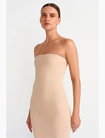 Robe midi moulante sans bretelles dilvin