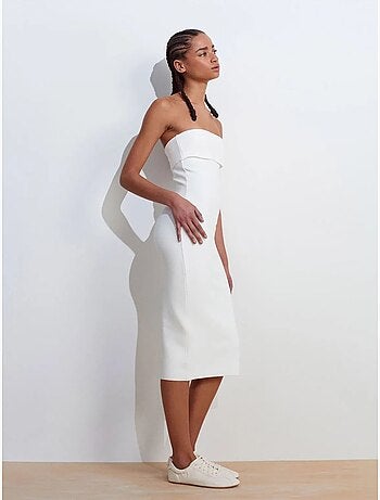 Robe midi moulante sans bretelles dilvin
