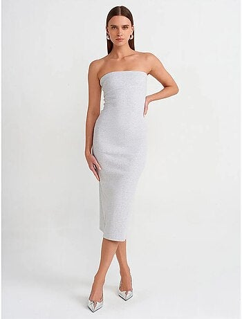 Robe midi moulante sans bretelles dilvin