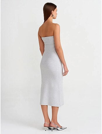 Robe midi moulante sans bretelles dilvin