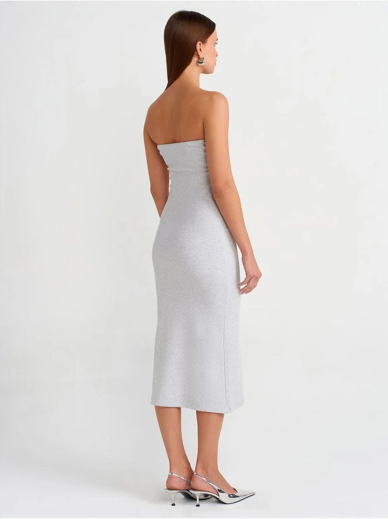 Robe midi moulante sans bretelles dilvin Gris clair - Kiabi