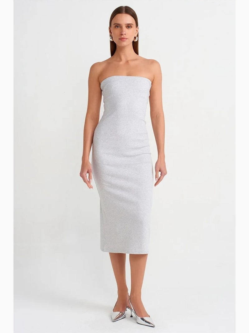 Robe midi moulante sans bretelles dilvin Gris clair - Kiabi