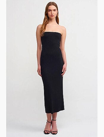 Robe midi moulante sans bretelles dilvin