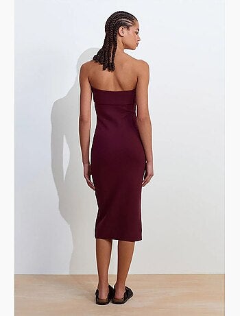 Robe midi moulante sans bretelles dilvin