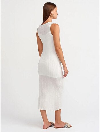 Robe midi moulante sans manches à côtes dilvin