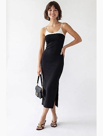 Robe midi moulante sans manches avec fente mixray