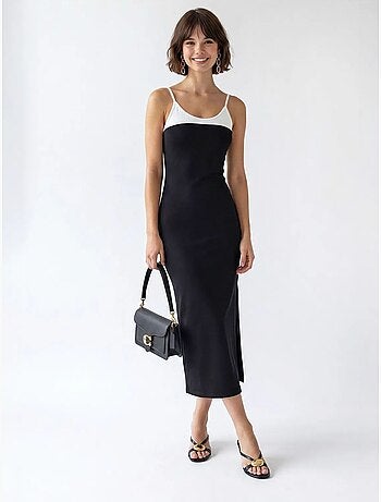 Robe midi moulante sans manches avec fente mixray