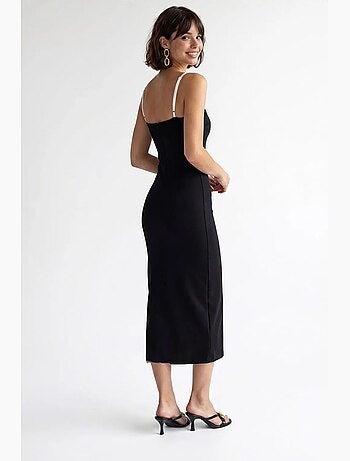 Robe midi moulante sans manches avec fente mixray