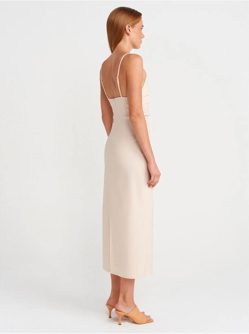 Robe midi moulante sans manches dilvin Crème - Kiabi