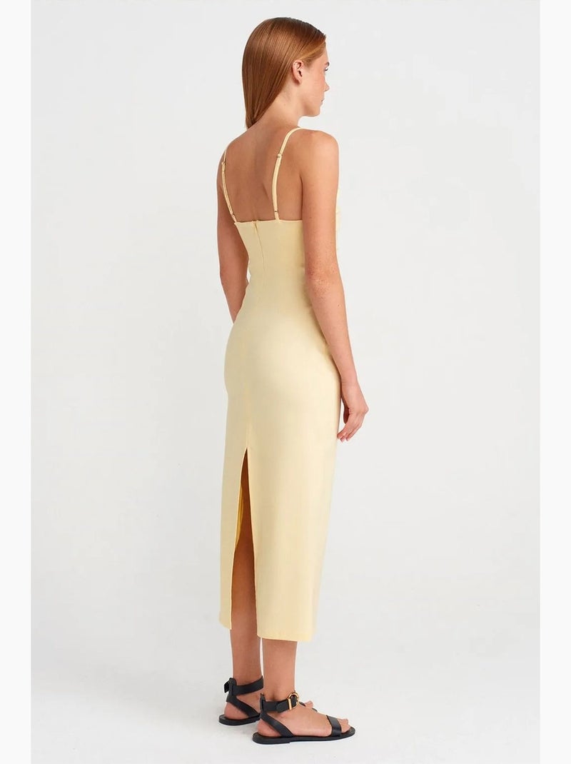 Robe midi moulante sans manches dilvin Jaune citron - Kiabi
