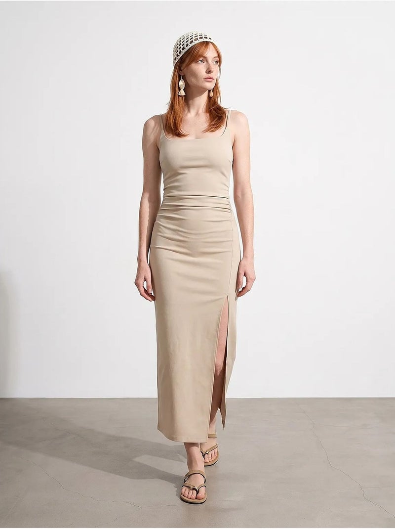 Robe midi moulante sans manches pour femme dilvin Beige argile - Kiabi