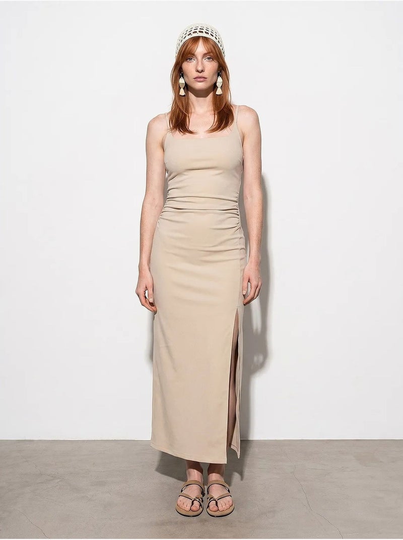 Robe midi moulante sans manches pour femme dilvin Beige argile - Kiabi