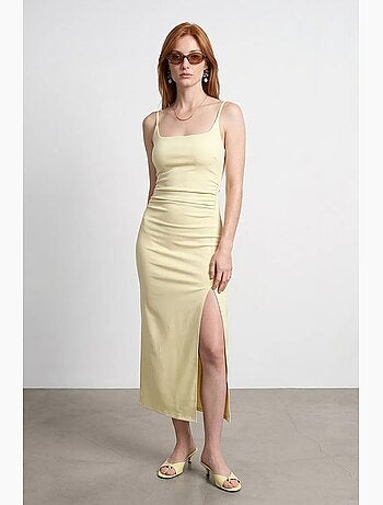 Robe midi moulante sans manches pour femme dilvin