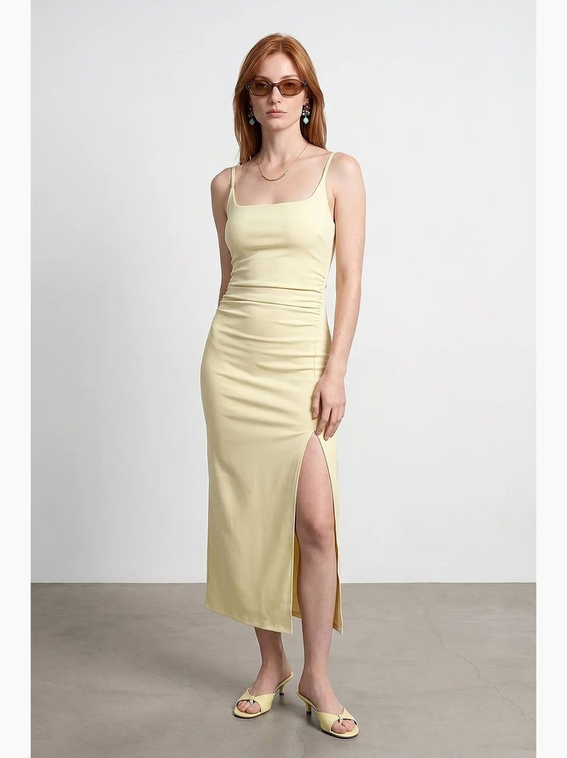 Robe midi moulante sans manches pour femme dilvin Jaune citron - Kiabi
