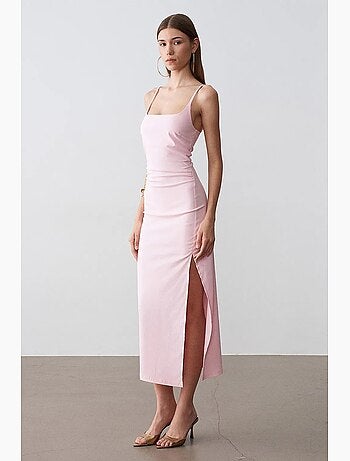 Robe midi moulante sans manches pour femme dilvin