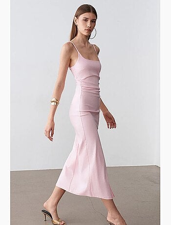 Robe midi moulante sans manches pour femme dilvin