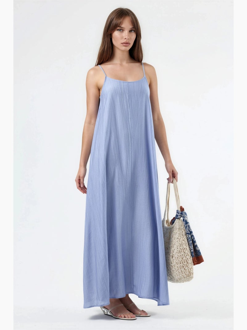 Robe midi nuisette à col u et coupe ample busem Bleu ciel - Kiabi